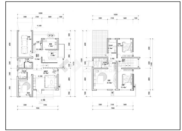 265平方米三层独栋别墅建筑全套施工cad图，含效果图-图二