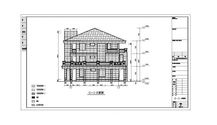三层新农村独栋别墅建筑全套施工cad图，含效果图_图1