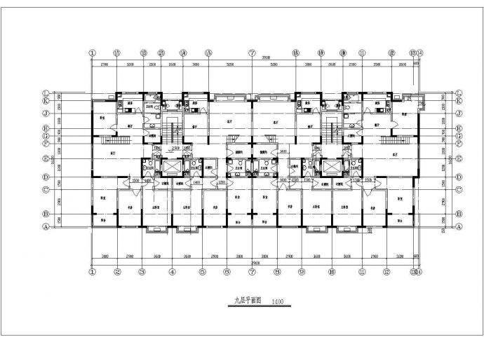 某9层带阁楼层框架结构2单元每单元2户型住宅楼设计cad全套建筑施工图_图1