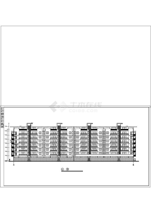 南通市某小区3400平米6层框混住宅楼建筑设计CAD图纸（含阁楼和车库层）-图一