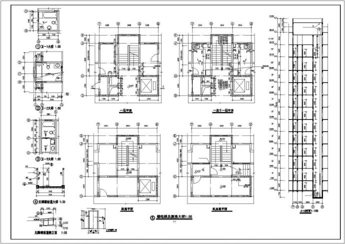 7千平米11层框架结构住宅楼建筑设计CAD图纸（含架空层和机房层）_图1
