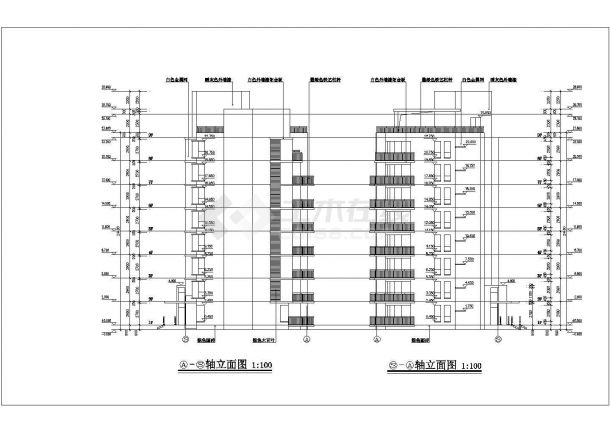 盐城市某小区9500平米九层框混结构住宅楼平立剖面设计CAD图纸-图二