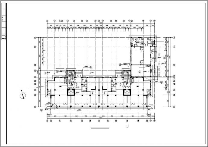 1万平米12层框剪结构商住楼平立剖面设计CAD图纸（1-2层商用）_图1