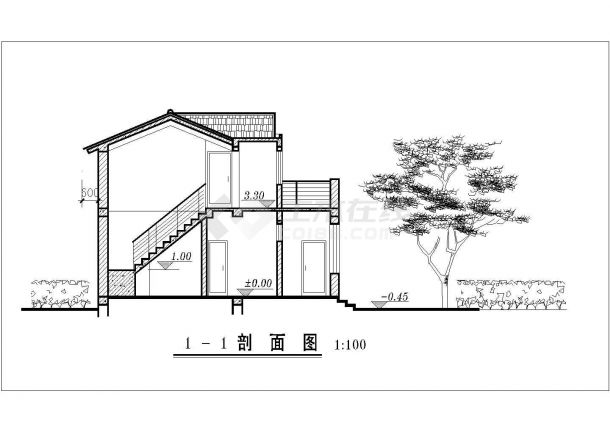 郑州市某村镇130平米2层砖混结构乡村别墅楼建筑设计CAD图纸-图二