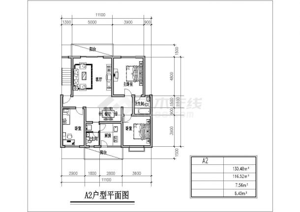 锦州市某居住区4张住宅楼的标准层平面设计CAD图纸（含户型图）-图一