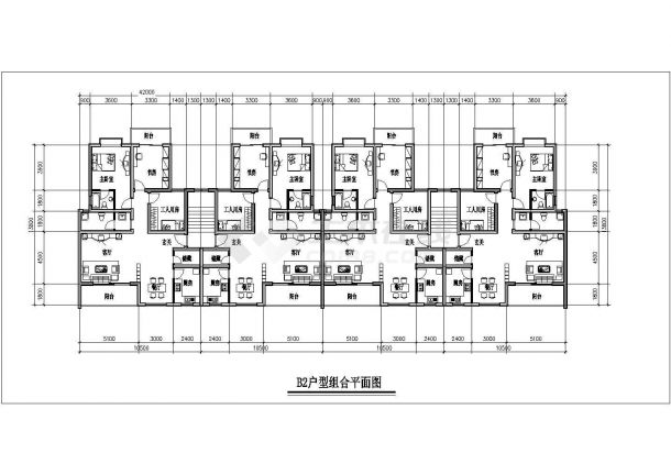 锦州市某居住区4张住宅楼的标准层平面设计CAD图纸（含户型图）-图二