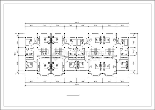2+1层框混结构双拼别墅平立剖面设计CAD图纸（每户310平米）-图一