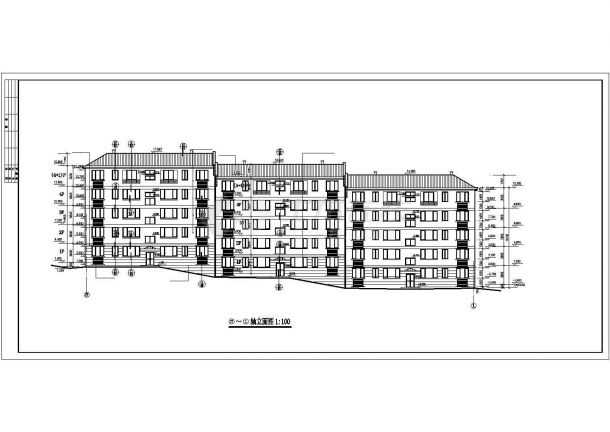镇江市某居住区3800平米4层砖混组合式住宅楼平立剖面设计CAD图纸-图二