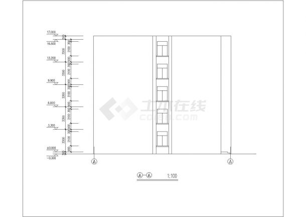 杭州市某中学3200平米4层砖混结构宿舍楼平立剖面设计CAD图纸-图一