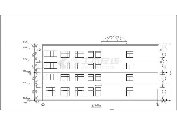 乌鲁木齐某学校3160平米4层框混结构宿舍楼建筑设计CAD图纸-图二