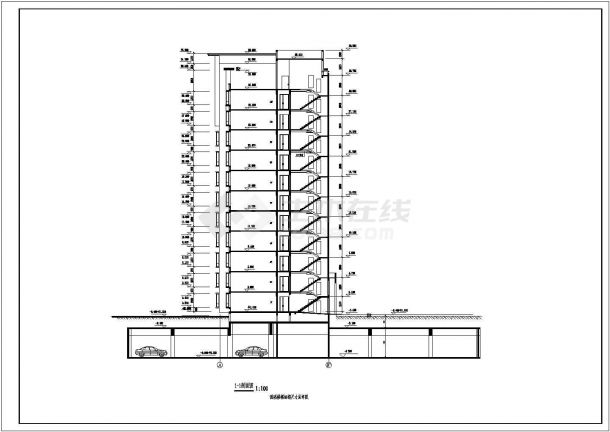 某剪力墙结构11层3单元每单元2户（单元内户型不对称）住宅楼设计cad详细建筑施工图-图一