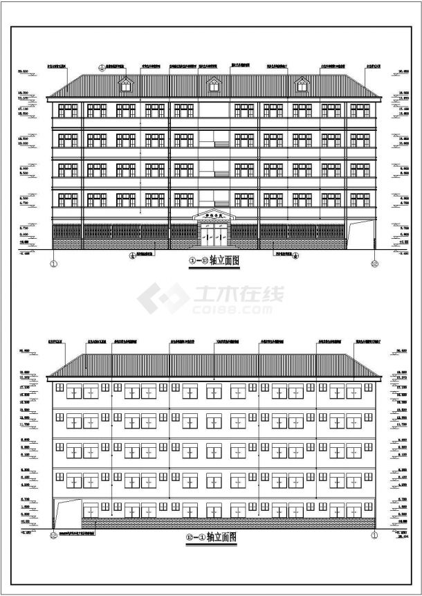 某中学学生公寓全套建筑结构施工图-图二