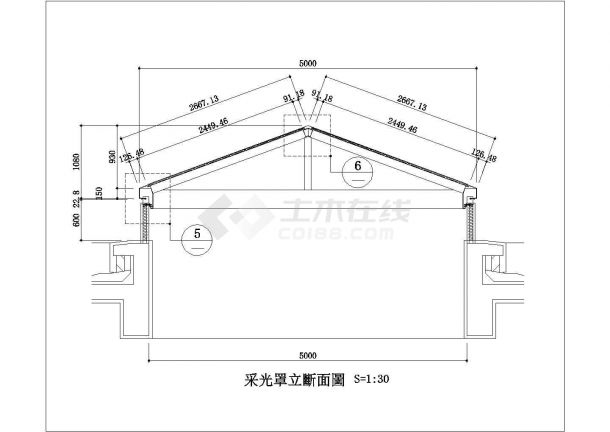 某采光罩立断面图CAD节点设计构造图-图一