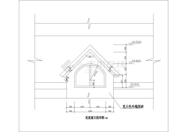 某老虎窗立面CAD全套构造设计详图-图一