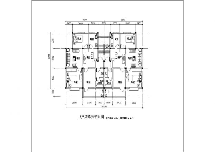 漳州市某新建小区90-110平米热门户型设计CAD图纸（9张）_图1