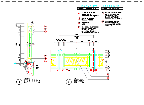 某围墙栏杆CAD详细平面施工图_图1