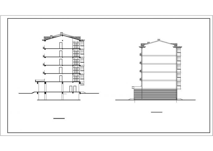 4500平米左右6层砌体结构商住楼平立剖面设计CAD图纸（底层商用）_图1