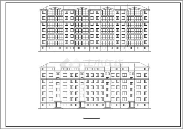4300平米左右6层框混结构住宅楼建筑设计CAD图纸（含架空层）-图二