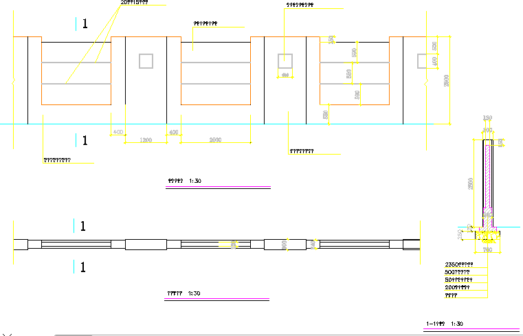 某围墙栏杆CAD大样详细施工图纸