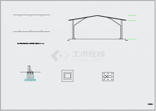 某小区自行车棚CAD大样完整设计施工图-图一