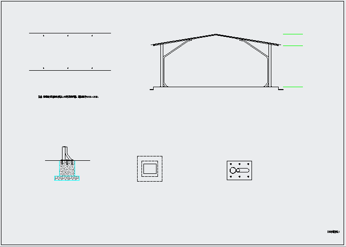 某小区自行车棚CAD大样完整设计施工图