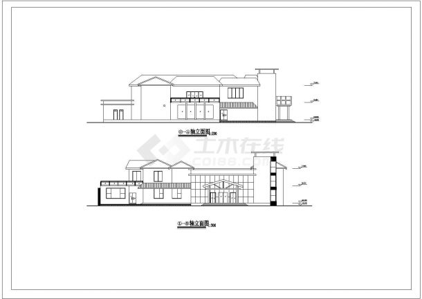 某长38.2米宽35.98米二层山地小型娱乐活动中心CAD建筑方案设计-图二