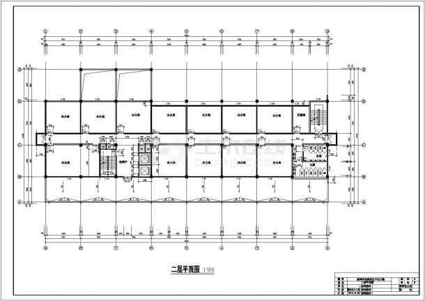 4900平米6层混合结构办公楼平立剖面设计CAD图纸（底层商用）-图二