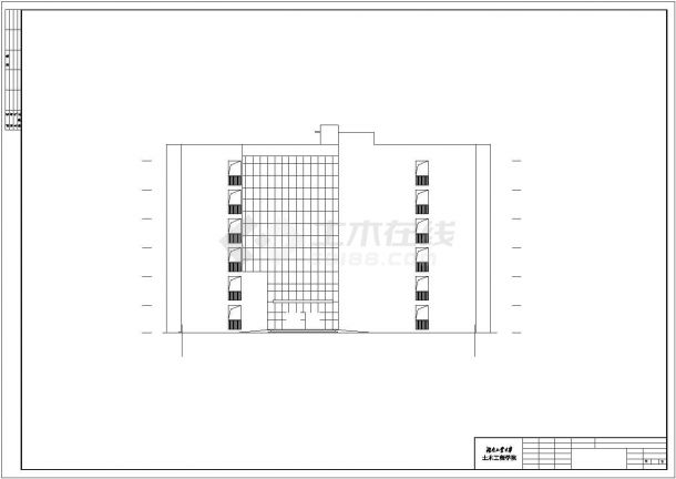 北京某市政单位占地2100平米6层框架结构办公楼建筑设计CAD图纸-图一