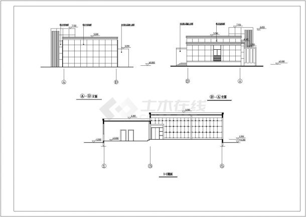 南京国电南自一层框架结构会所（网球休息室）设计cad全套建筑施工图（含设计说明）-图一