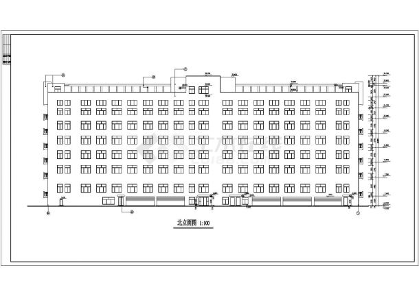 南宁市某企业单位9400平米7层框架结构办公楼建筑设计CAD图纸-图一