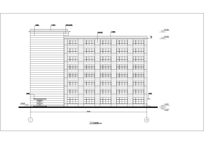 1万平米左右8层框架L型结构办公楼平立面设计CAD图纸_图1