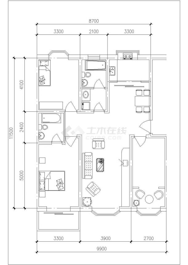 大连市诺德佳苑小区经典热门的平面户型设计CAD图纸（45张）-图二