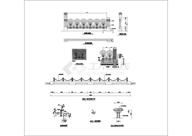 某围墙栏杆CAD施工详细全套图纸-图一