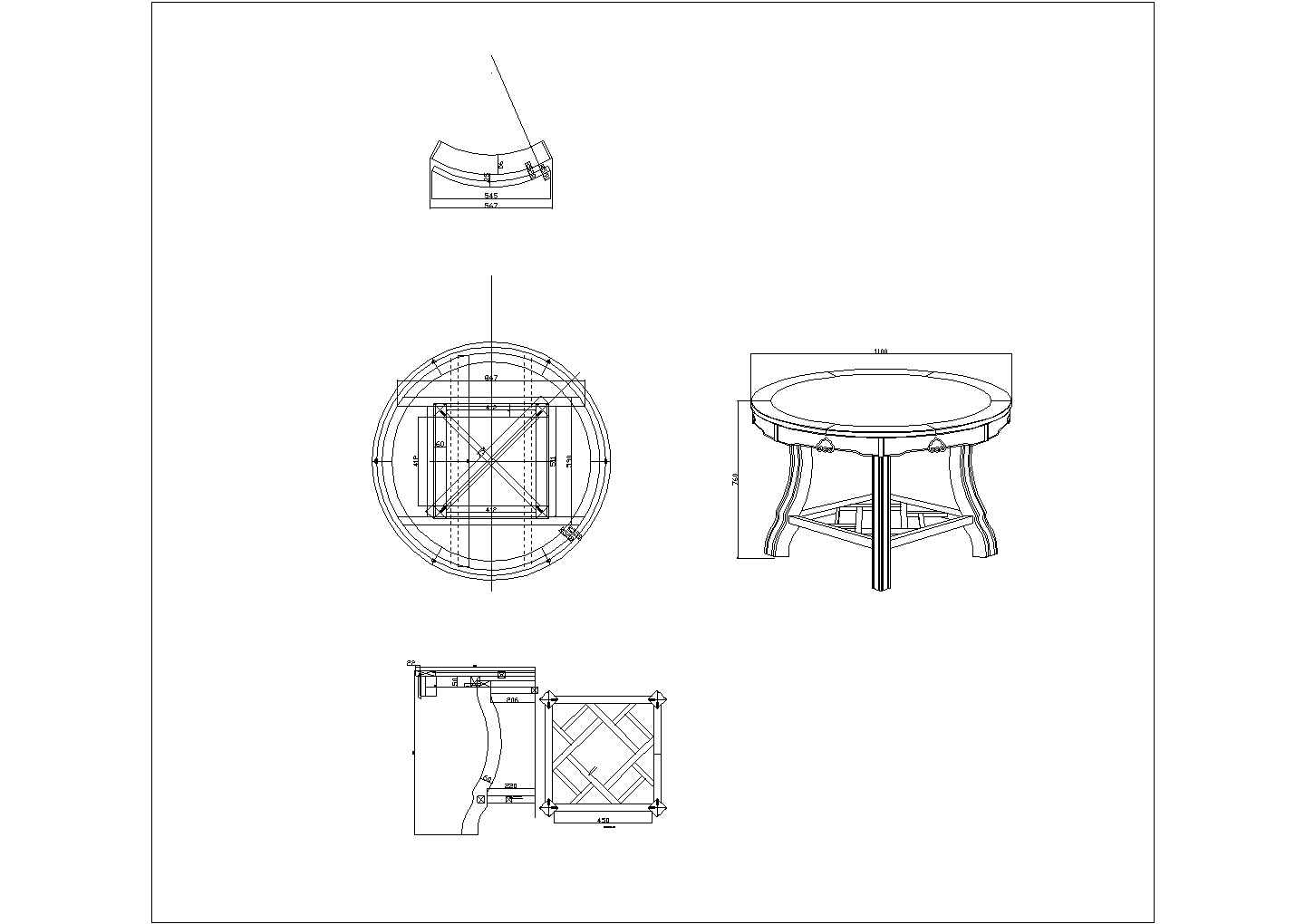某玉如圆桌CAD大样完整详细设计