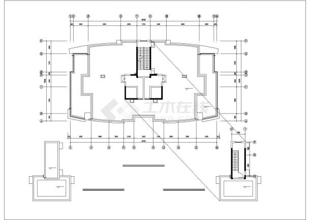 7500平米30层框架住宅楼平立面设计CAD图纸（1层2户）-图一