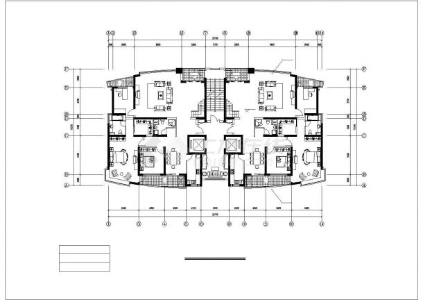 7500平米30层框架住宅楼平立面设计CAD图纸（1层2户）-图二