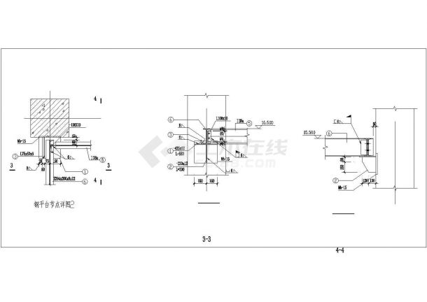 某工程钢平台设计cad节点详图（8张）-图二