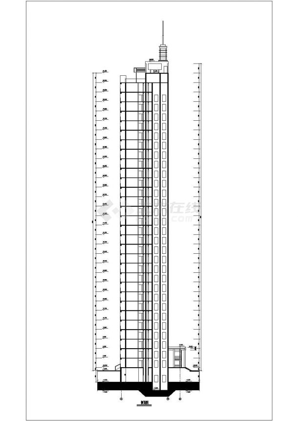 某小区8000平米33层框架住宅楼平立面设计CAD图纸（1层双户）-图一