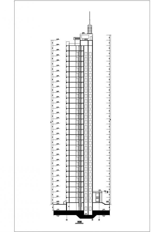 某小区8000平米33层框架住宅楼平立面设计CAD图纸（1层双户）_图1