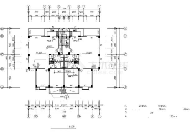 1450平米6层砖混住宅楼平立剖面设计CAD图纸（含阁楼和架空层/6层为复式）-图一