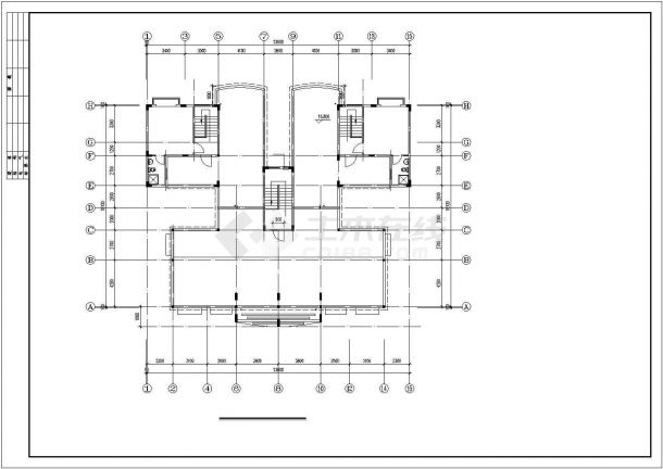 1600平米6层框混结构住宅楼平立剖面设计CAD图纸（六层复式）-图二