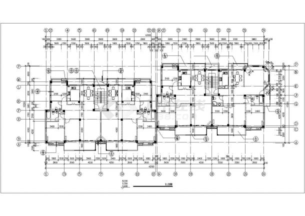 4100平米7层框混结构住宅楼建筑设计CAD图纸（含架空层和阁楼）-图二
