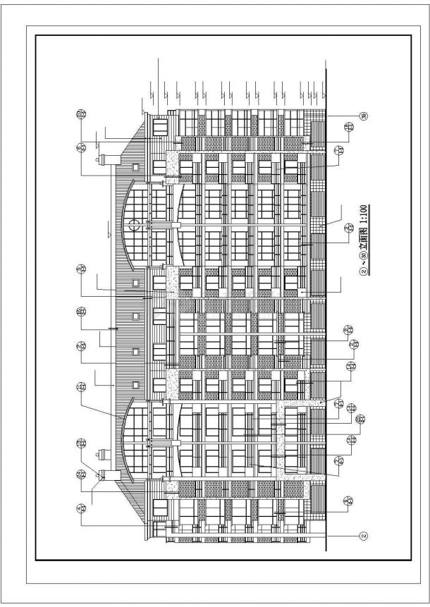 2800平米6层砖混结构住宅楼平立剖面设计CAD图纸（1层4户/含阁楼）-图二