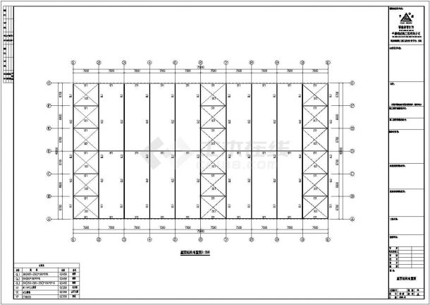 某公司40米×75米钢结构厂房工程设计CAD图-图二