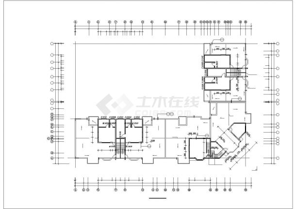 3100平米左右6层框混结构商住楼建筑设计CAD图纸（底层商店）-图一