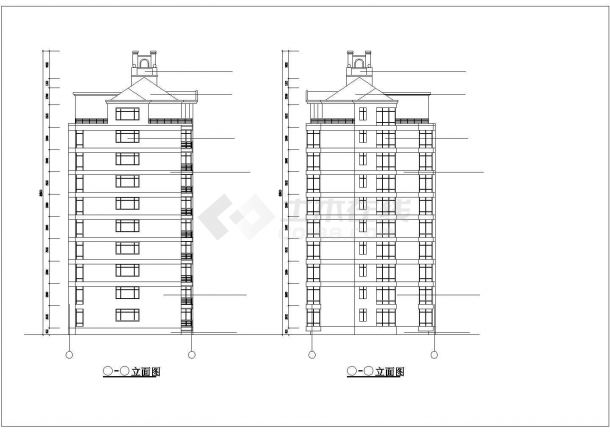 福州市某小区3900平米9+1层混合结构住宅楼平立剖面设计CAD图纸-图二