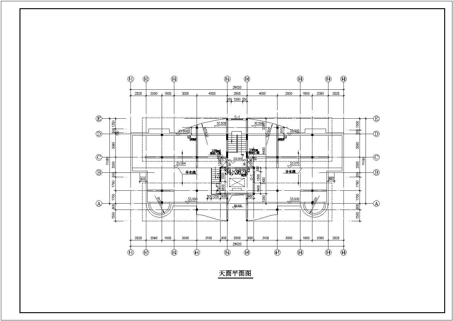 2500平米11层框剪结构住宅楼平立剖面设计CAD图纸（含天面层）