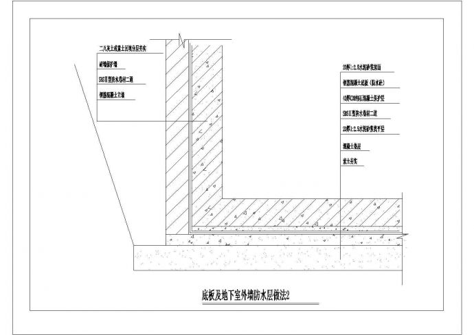 底板及地下室外墙防水层做法2建筑全套cad图，含效果图_图1