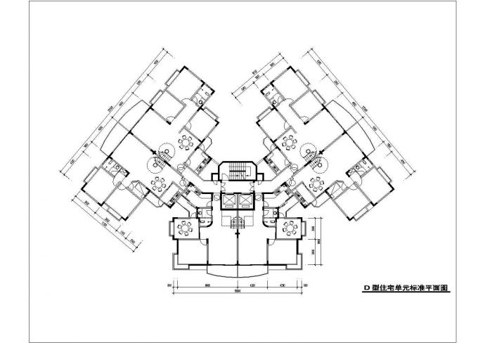 西安市石榴园小区多栋住宅楼的标准层平面设计CAD图纸（9张）_图1