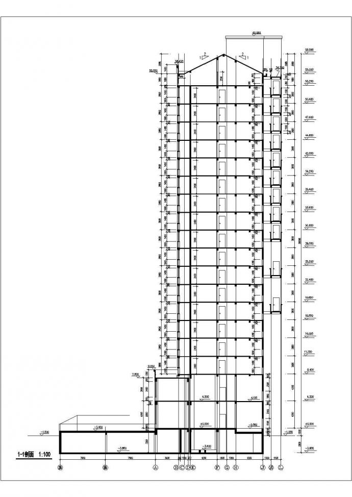 西安市城南名邸小区1.2万平米18层框架结构住宅楼建筑设计CAD图纸_图1